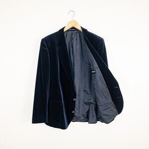 Vintage YSL Yves Saint Laurent Velvet Blazer Dinner Jacket Navy 42R